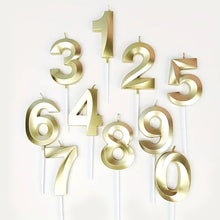 Load image into Gallery viewer, Candle: Gold Numbers 12cm 1 colour Cake - Onyx Hive
