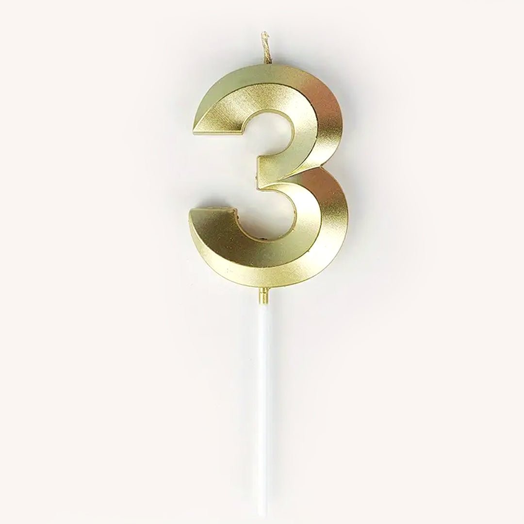 Candle: Gold Numbers 12cm 1 colour Cake - Onyx Hive Sydney