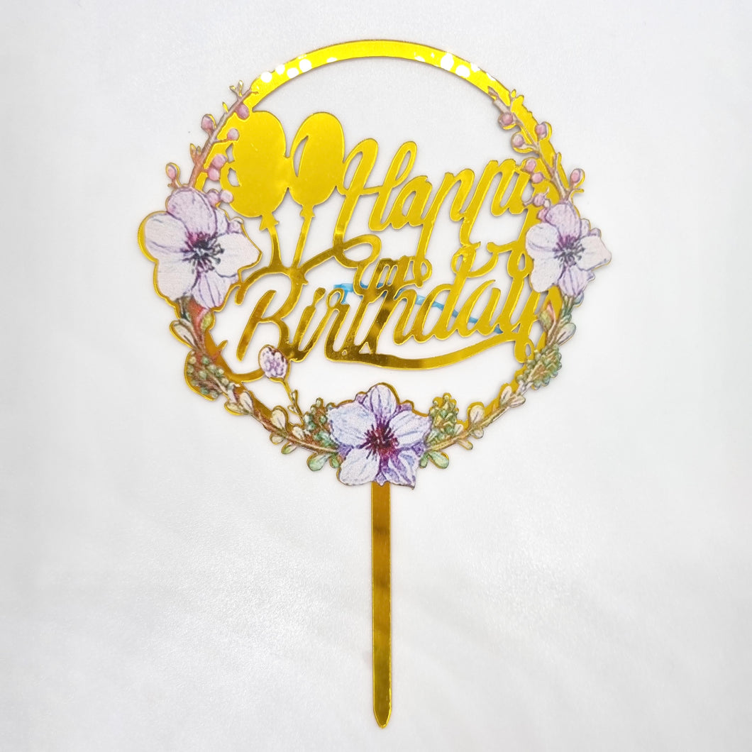 Flowers and Balloons (T) 1 Colour Cake - Onyx Hive