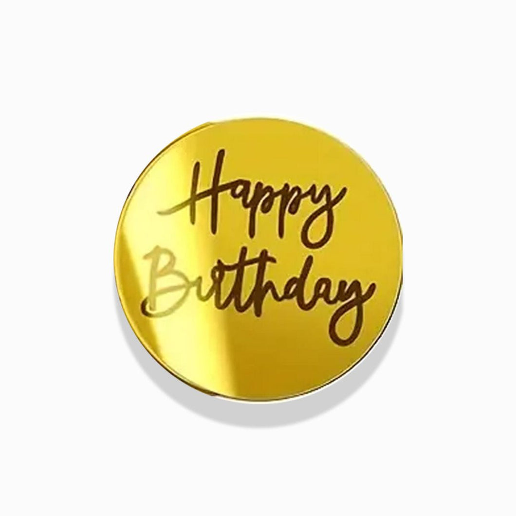 Happy Birthday Disc Topper 5cm 3 Colours Cake - Onyx Hive